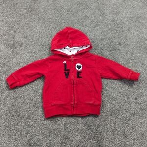 Carters 'Just One You' Red Love Heart Hoodie - 3 Months Bird Embroidery
